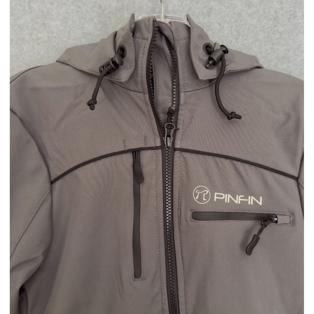 NEW! Pinfin Alpha Series Hoodie Windbreaker Womens Small Jacket Gray Full Zip